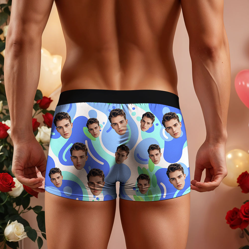 Custom Face Men's Boxer Underwear Gifts for Husband Multicolor Striped Men Face Boxer - MyFaceSocksAU
