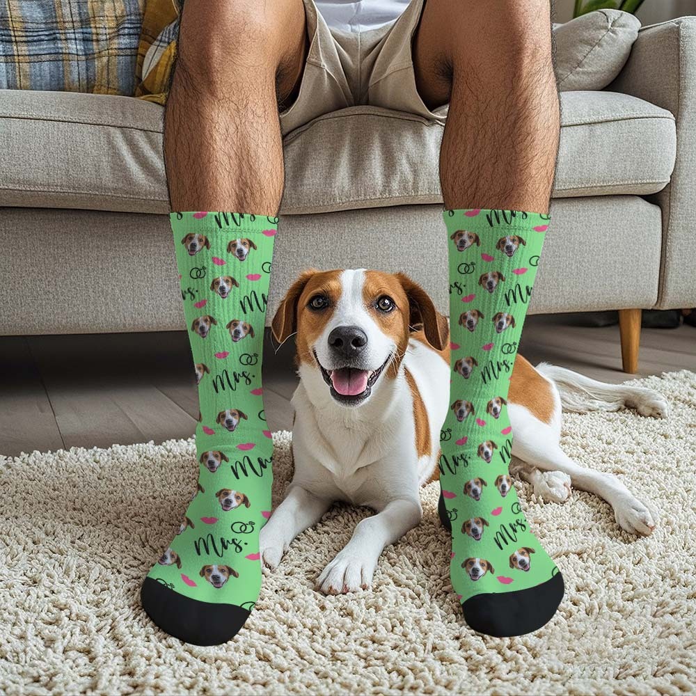 Custom Full Face Socks Mrs Cute Socks Personalized Photo Custom Design Best Gift Idea - MyFaceSocksAU