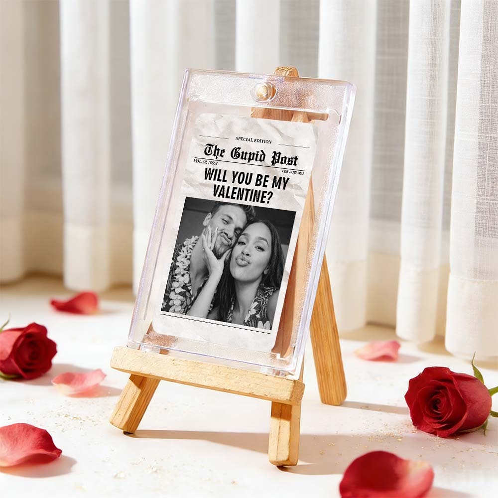 Custom Couple Card Romantic Valentine Gift for Couple Unique Collectible Keepsake Will You Be My Valentine Newspaper Template - MyFaceSocksAU