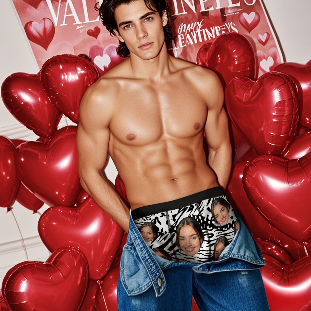 Custom Face Boxer Shorts Men's Face Mixed Patterns Underwear Valentine's Day Gifts White - MyFaceSocksAU