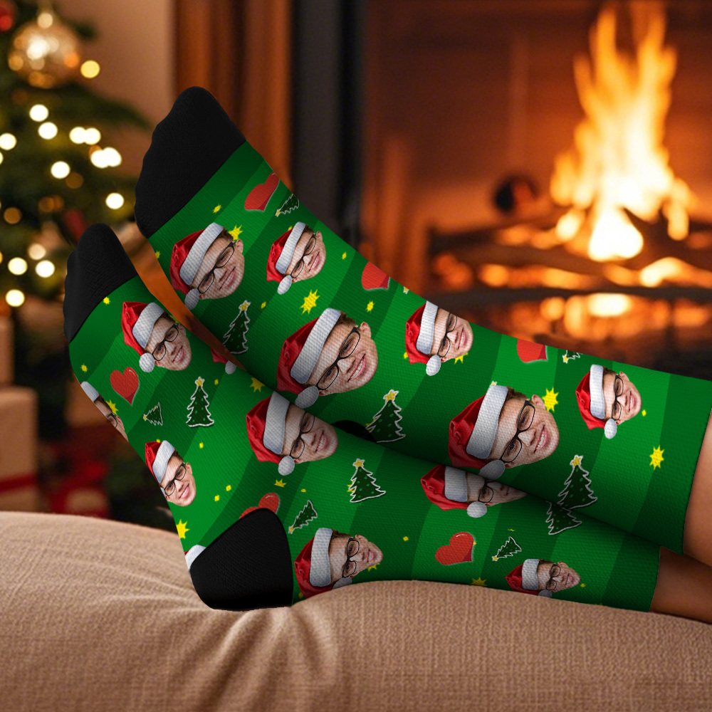 Chrismas Socks,Custom Full Face Photo Printed Socks Personalized Custom Designs Best Gift Idea for Xmas