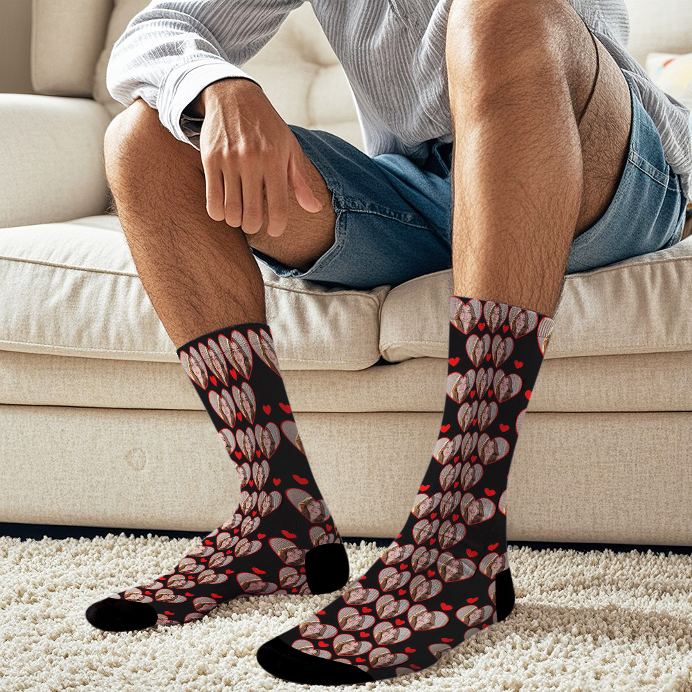 Custom Face Socks Multi-face Breathable Add Pictures Colorful Photo Socks I Love You Socks Gift - MyFaceSocksAU