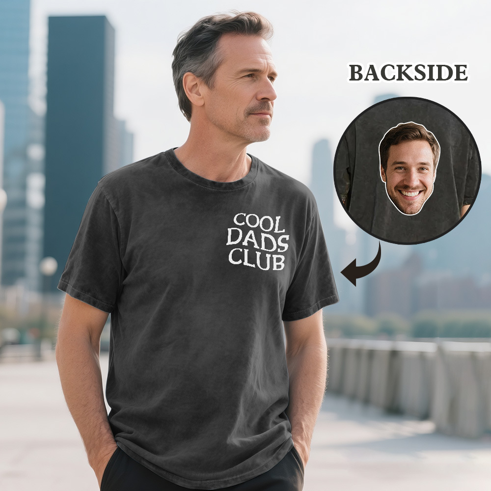 Custom Retro Photo T-Shirt for Dad Personalized Text Picture Shirt Vintage Style Fathers Day Gift - MyFaceSocksAU