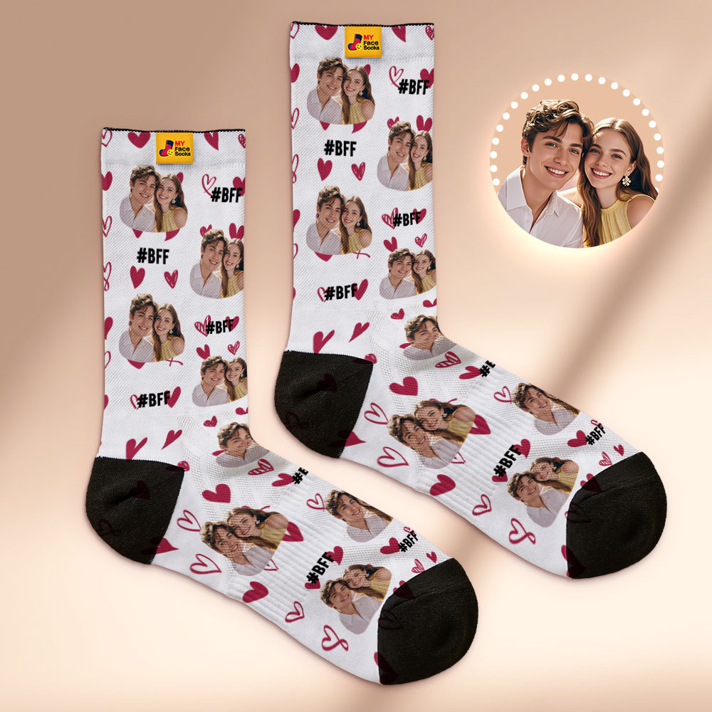 Custom Face Socks #BFF Add Multiple Photos Gift for Besties Personalized Face Socks - MyFaceSocksAU