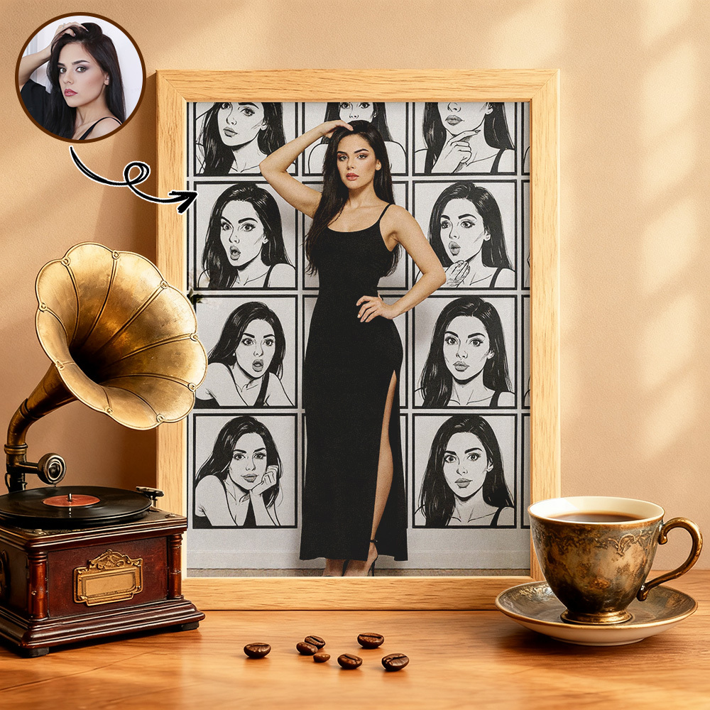 Custom Cartoon Portrait Wall Art Personalized Comic Style Home Decor Gift for Birthday Christmas or Anniversary - MyFaceSocksAU