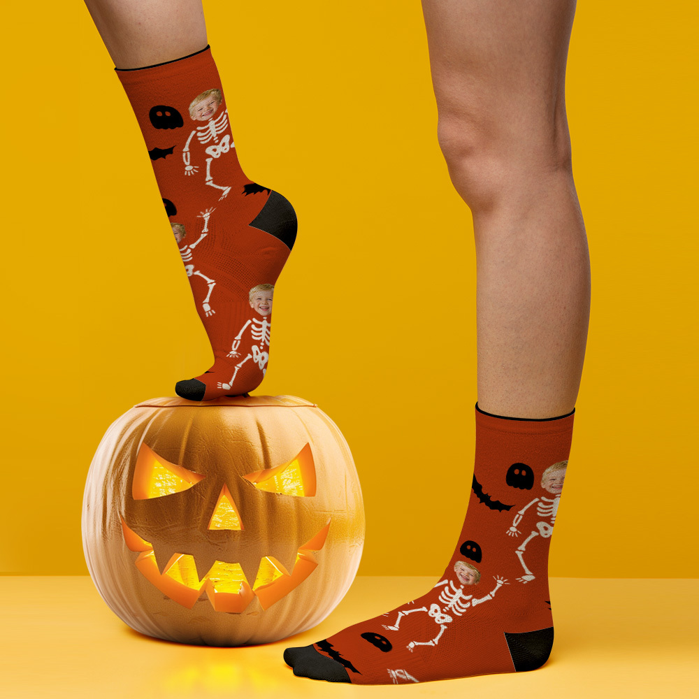 Custom Face Socks Personalized Halloween Photo Socks Happy Halloween - MyFaceSocksAU