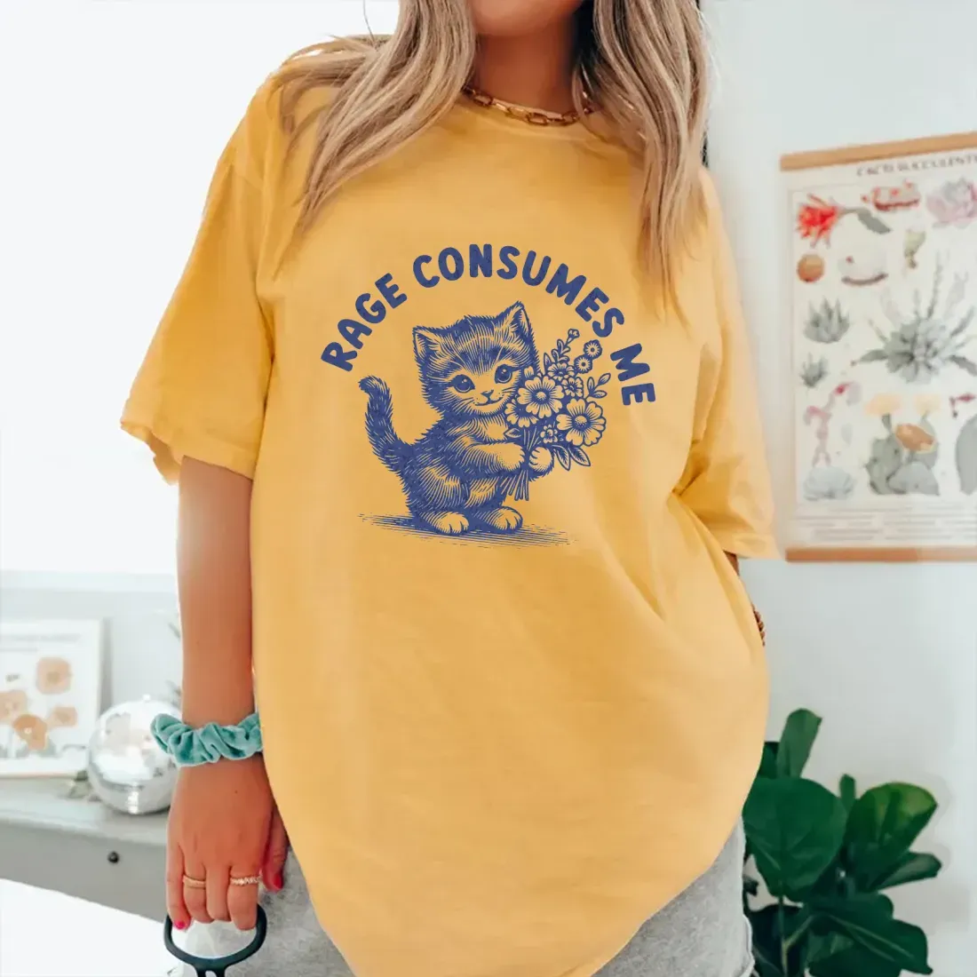 Rage Consumes Me Cat T-Shirt – Funny Gift for Cat Lovers on Birthday, Christmas or Galentine's Day - MyFaceSocksAU