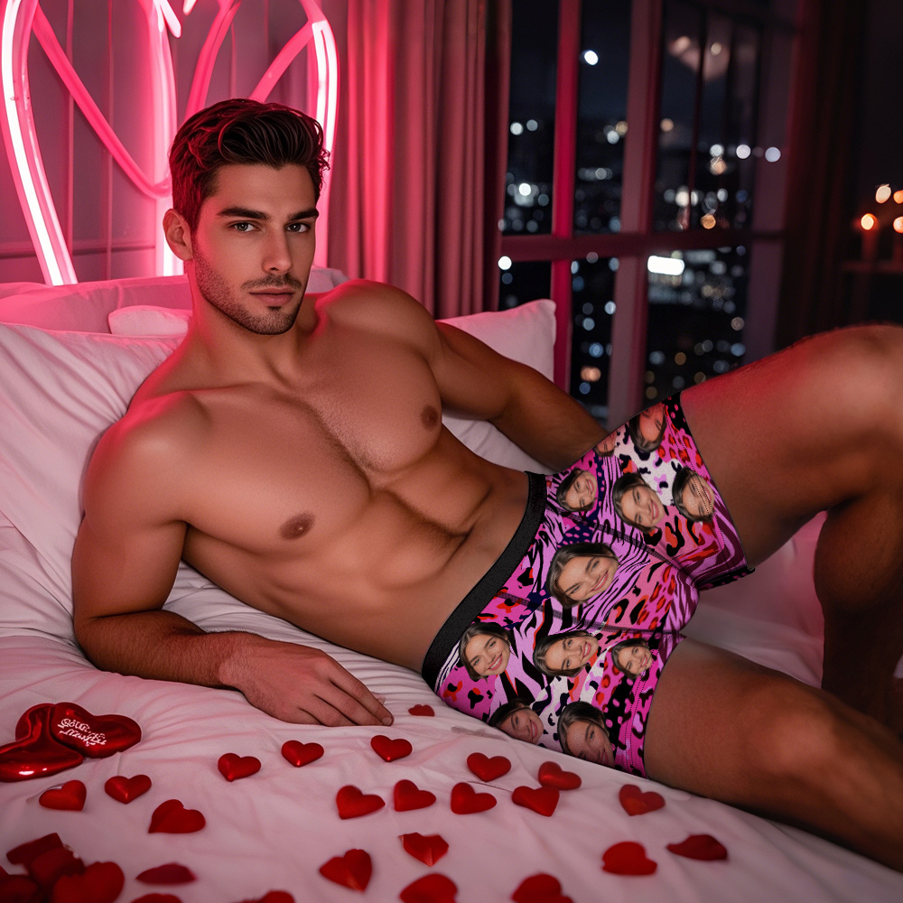 Custom Face Boxer Shorts Men's Face Mixed Patterns Underwear Valentine's Day Gifts Blue - MyFaceSocksAU