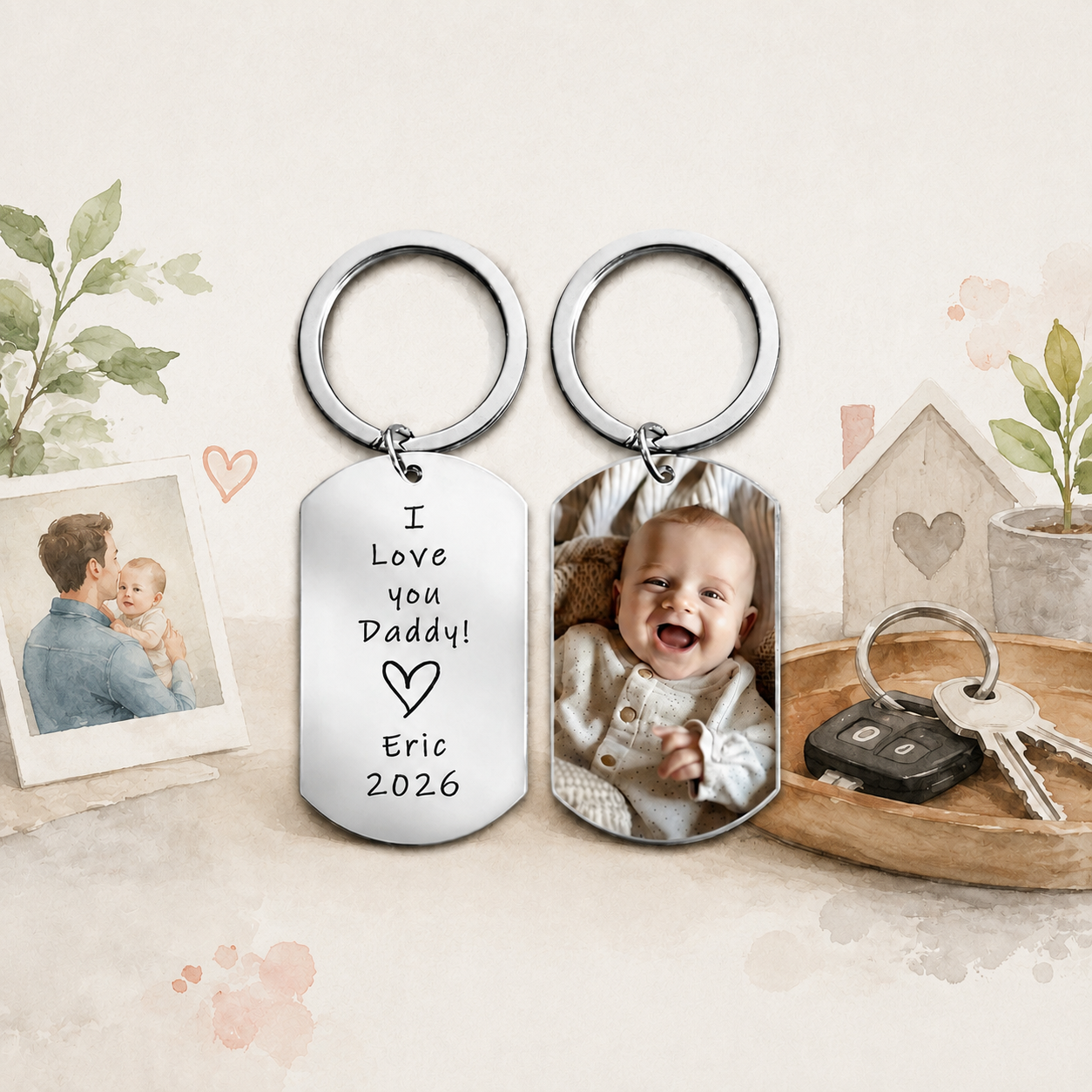 I Love You Daddy,Custom Kids Picture Keychain for Dad, Picture Keychain for dad, Personalized Keychain, Photo Gifts For Men, Father day gift