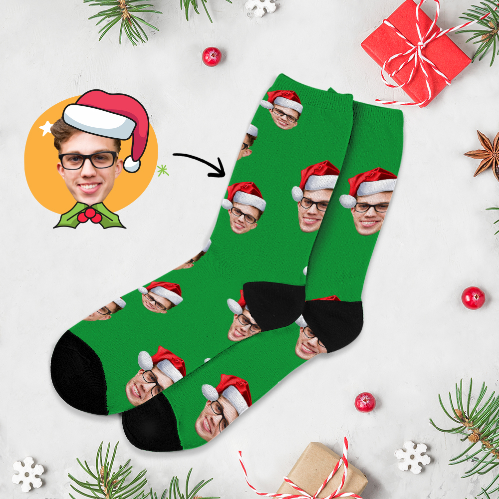 Custom Chrismas Full Face Photo Printed Socks Personalized Funny Custom Design Best Gift Idea for Xmas - MyFaceSocksAU