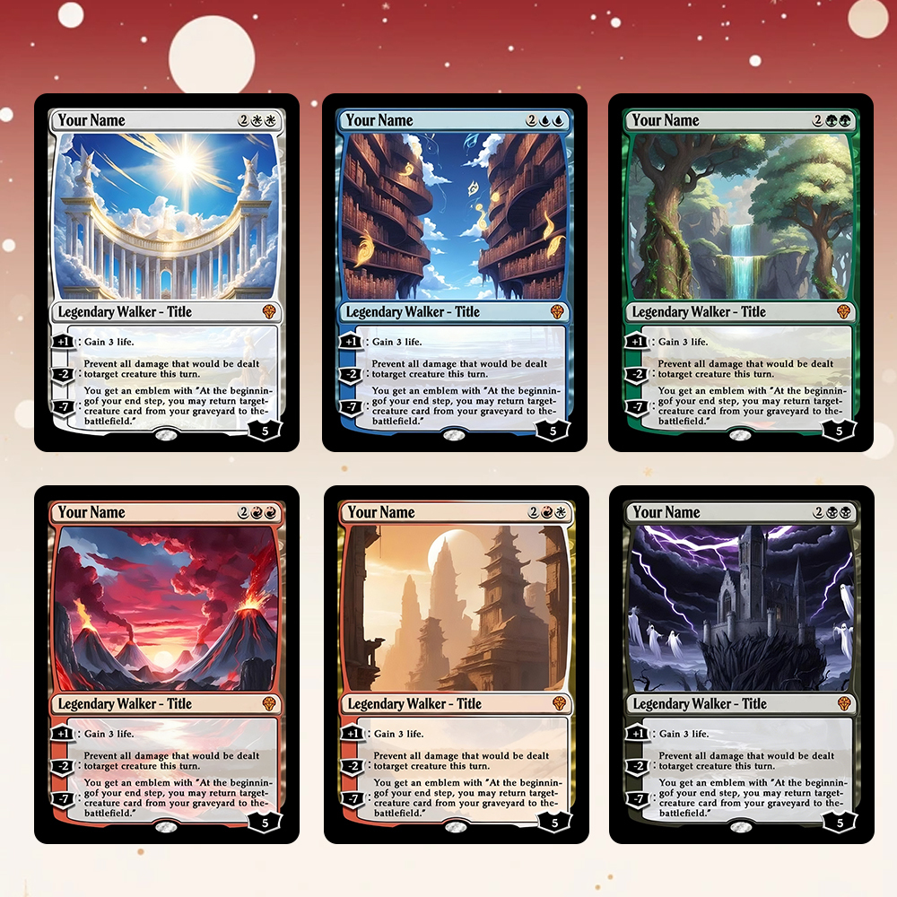 Custom MTG Style Walker Card Personalized Magic Style Christmas Gift Funny Cartoon Christmas Gift for Him or Her - MyFaceSocksAU