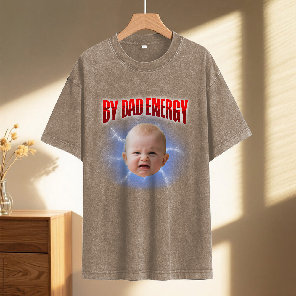 Personalized Photo Vintage T-Shirt Funny Fathers Day Gift for Dad, Retro Washed 90s Graphic Tee Kids Cute Custom Shirt - MyFaceSocksAU