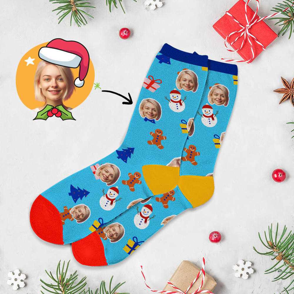 Chrismas Socks Custom Full Face Photo Socks Personalized Funny Custom Design Best Gift Ideas for Xmas - MyFaceSocksAU