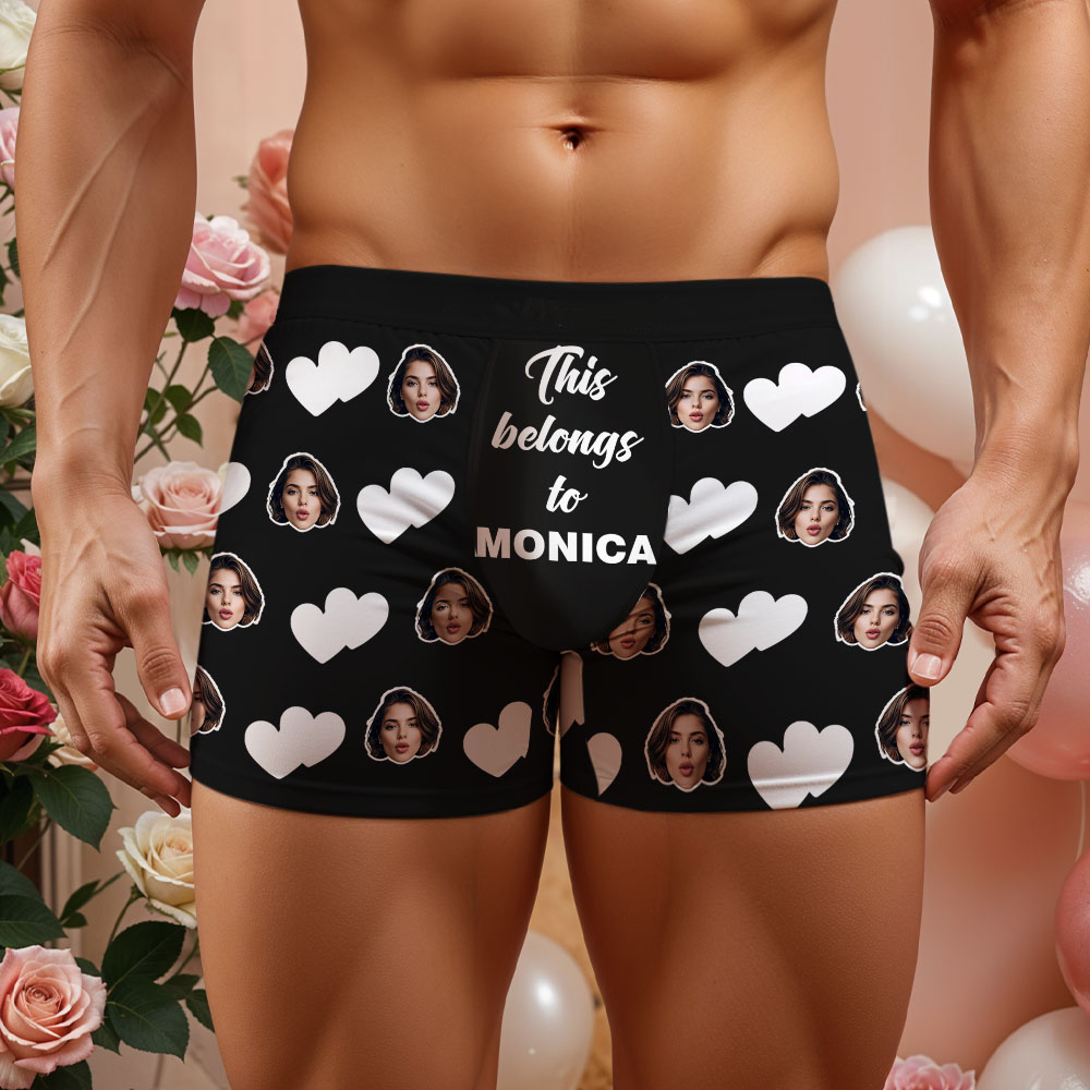 Custom Men's Face Boxer This Belong to Name Face Boxer Briefs Personalized Face Boxer Briefs Valentine's Day Underwear Gift - MyFaceSocksAU