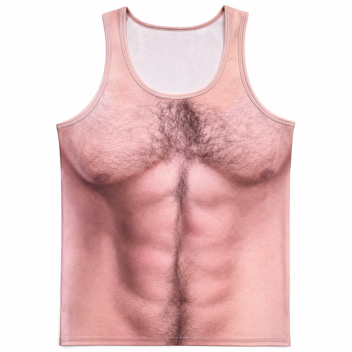 Fake Muscle Chest Hair Tank Top Funny 3D Muscle Print Vest Novelty Costume Tank Top Parties & Pranks - MyFaceSocksAU