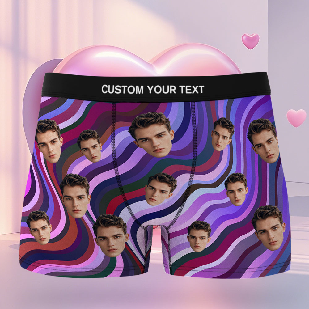Custom Face Men's Boxer Underwear Gifts for Husband Multicolor Striped Men Face Boxer - MyFaceSocksAU