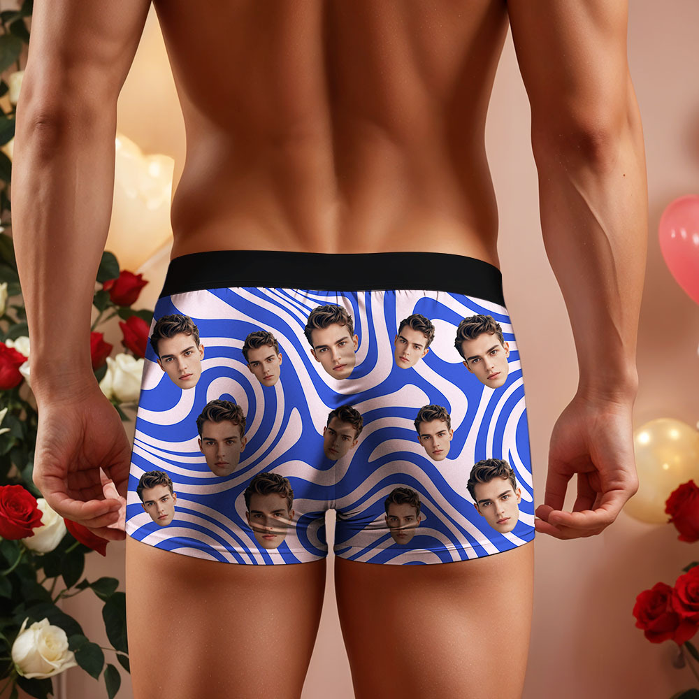 Custom Face Men's Boxer Underwear Gifts for Husband Multicolor Striped Men Face Boxer - MyFaceSocksAU