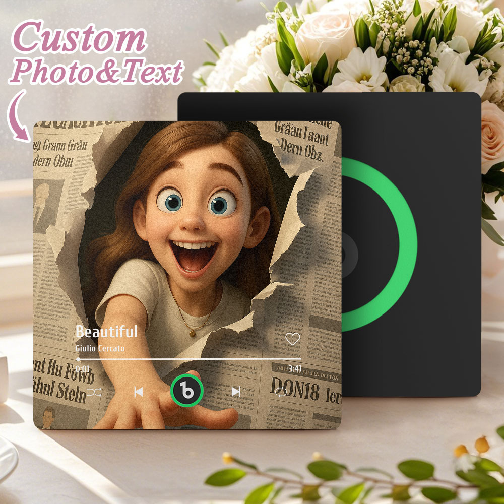 Custom Cartoon Glass Refraction Cartoon Portrait Style Fridge Magnet Music Can Be Played Without Cell Phone Music Cartoon Poster Bluetooth Fridge Magnet - MyFaceSocksAU