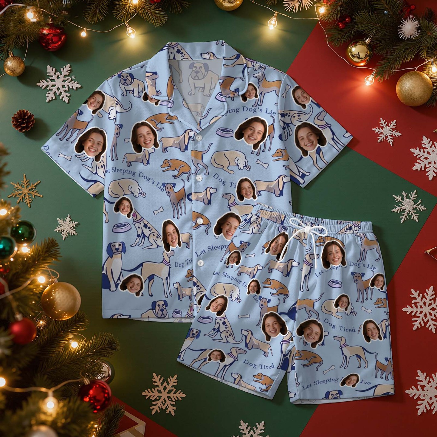 Christmas Gifts Custom Lover Face Short Sleeved Pajamas Personalised Sleepwear Love Gifts For Her - MyFaceSocksAU