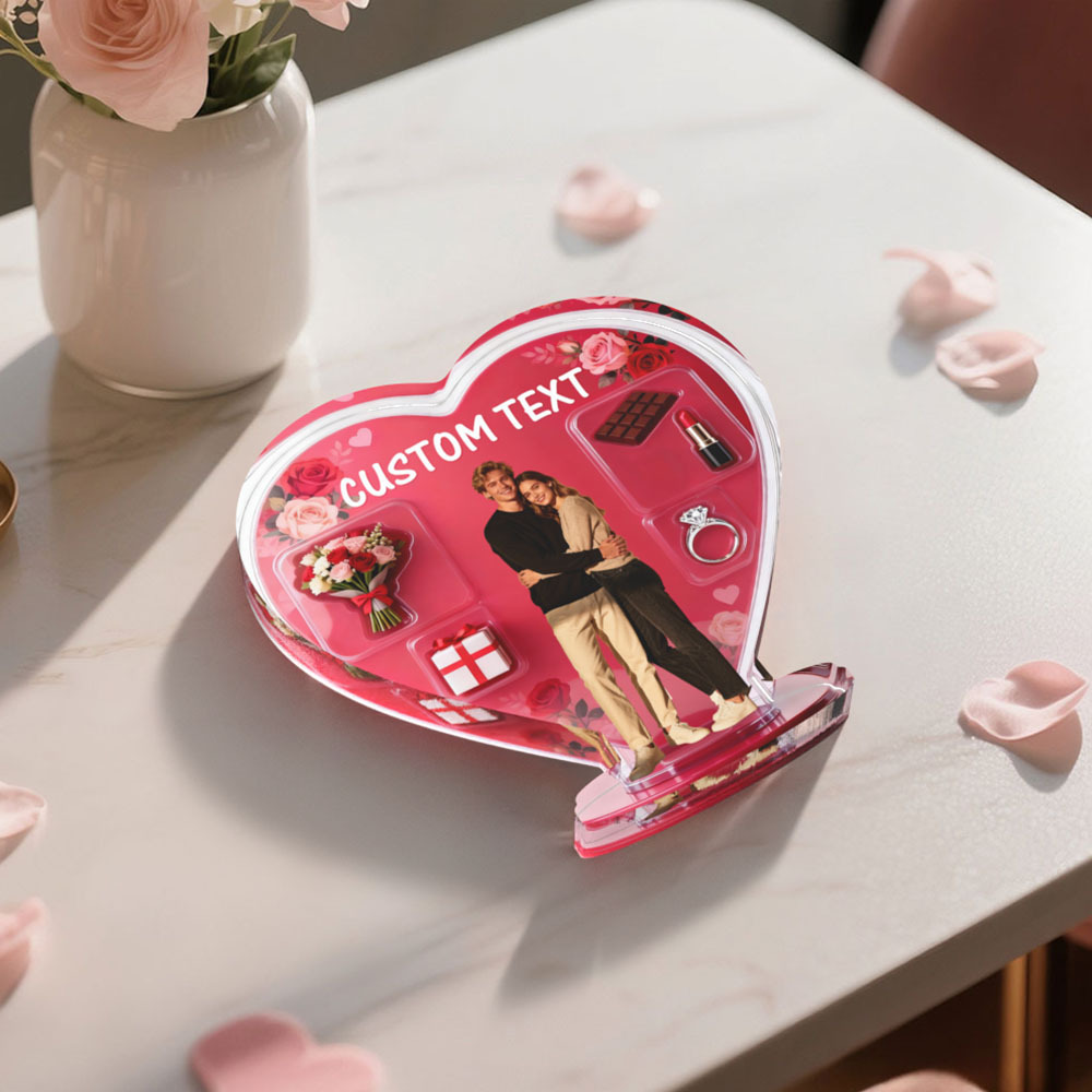 Custom Couple Photo Heart-shaped Ornament Personalized Photo and Text Ornament Anniversary Gift - MyFaceSocksAU