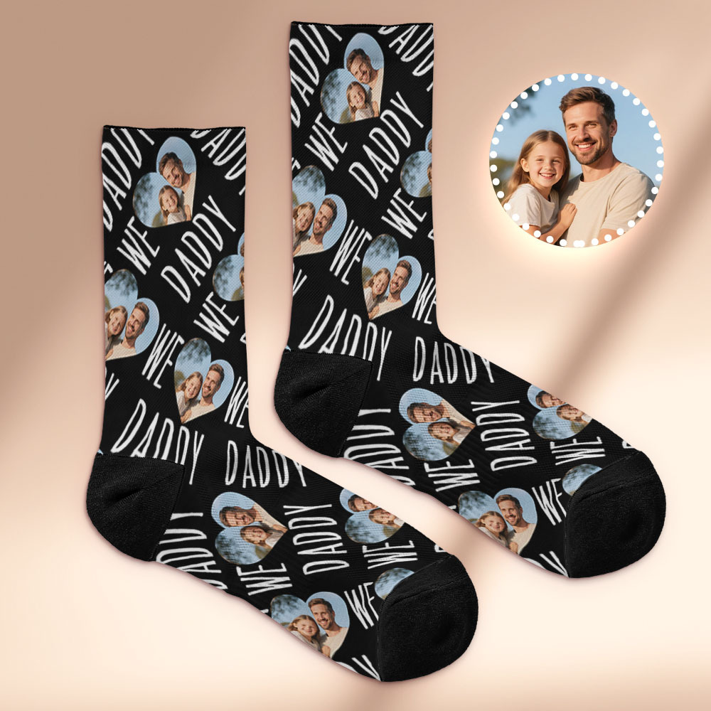 Custom Face Socks We Love Daddy  Face Socks Photo Print Socks Colorful Dad Socks Personalized Fathers Day Gift - MyFaceSocksAU