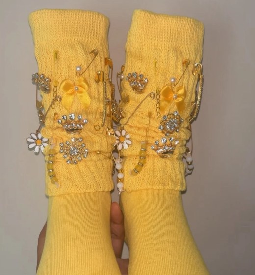 Slouch Sock With Charms Each pair is freestyle MAKE YOUR OWN DIY VIRAL TRENDING JUNK SOCKS & BROOCH PINS