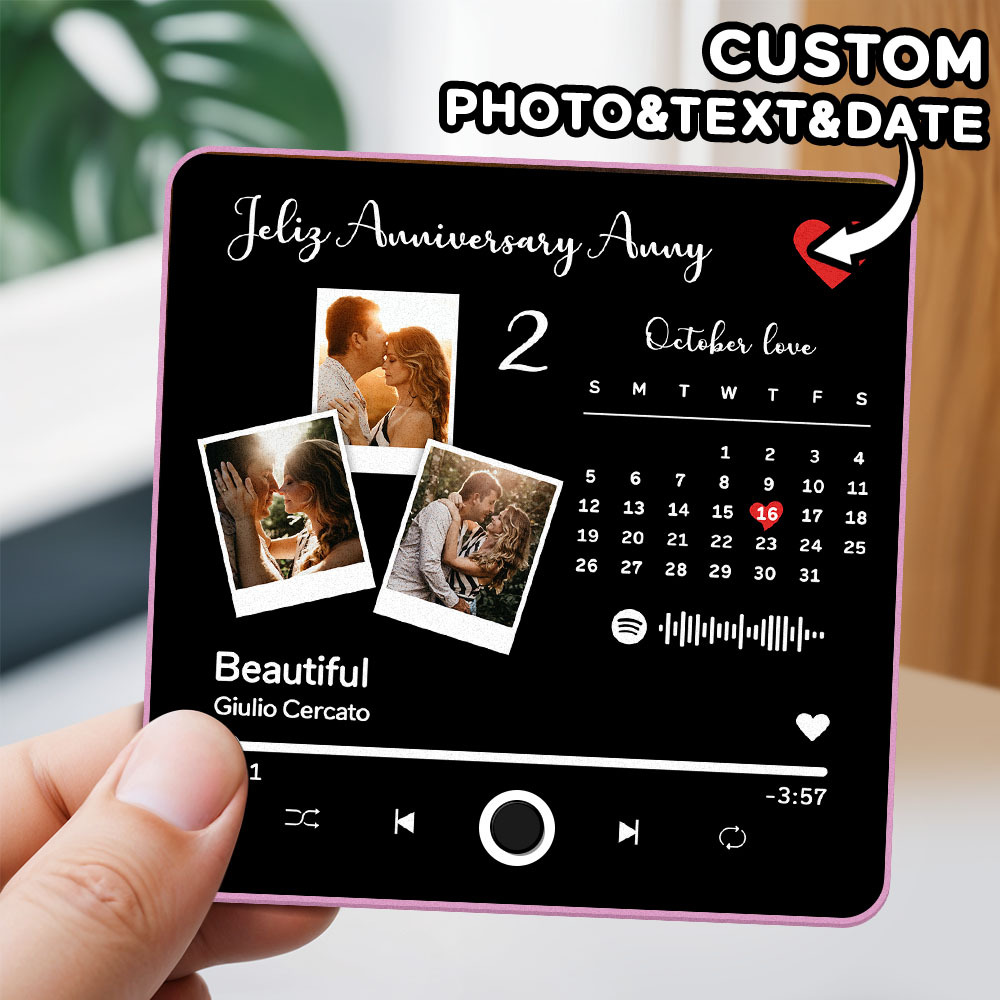 Custom Photo Album Music Fridge Magnet Heart Photo Custom Phone Music Fridge Magnet Pro-MyFaceSocksAu