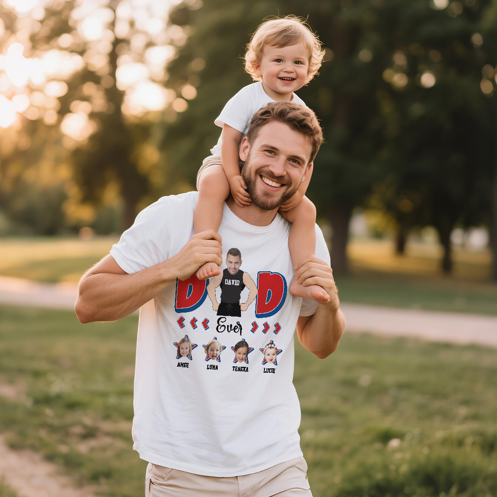 Personalized Muscle Dad Shirt Father's Day Shirt Custom Photo Tshirt Gift Happy Fathers Day Gift - MyFaceSocksAU