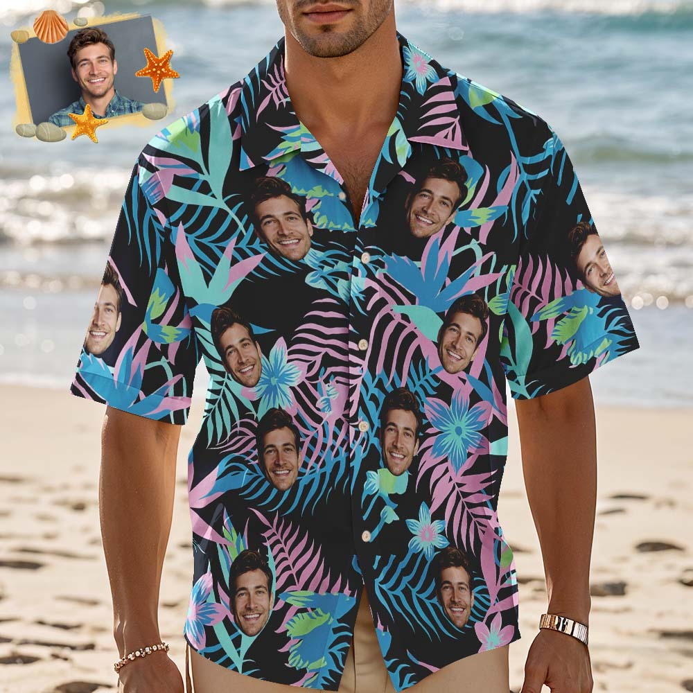 Custom Hawaiian Shirts Personalized Tropical Blue Hibiscus Breeze Hawaiian Shirt Summer Gifts - MyFaceSocksAU