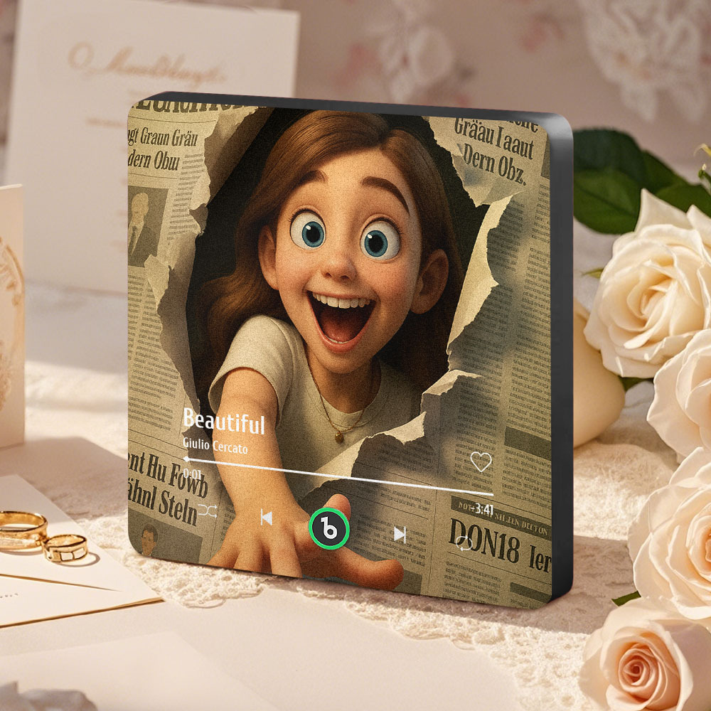 Custom Cartoon Glass Refraction Cartoon Portrait Style Fridge Magnet Music Can Be Played Without Cell Phone Music Cartoon Poster Bluetooth Fridge Magnet - MyFaceSocksAU