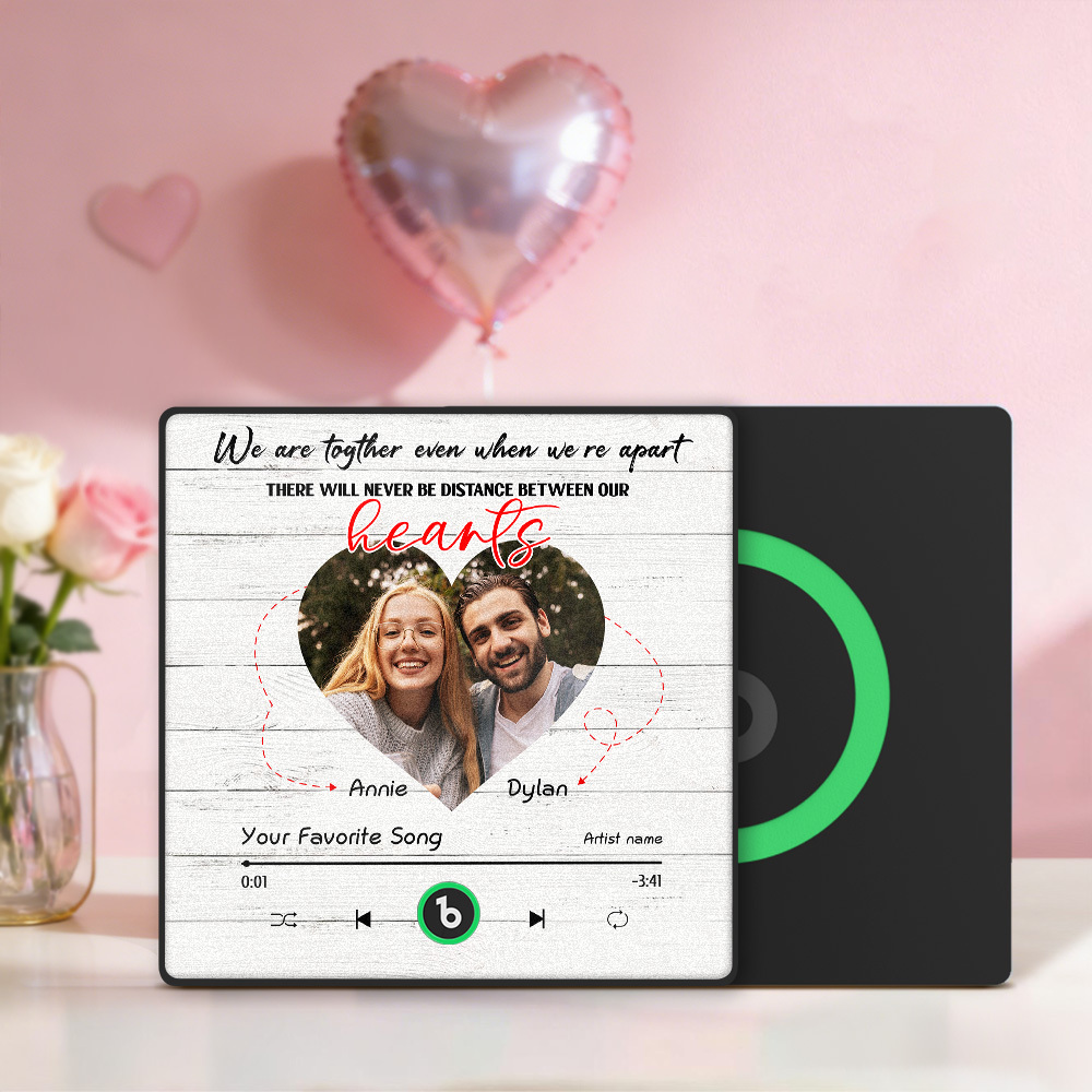 Custom We Are Together Even When We're Apart Fridge Magnet Music Can Be Played Without Cell Phone Music Personalized Name and Photo Bluetooth Fridge Magnet - MyFaceSocksAU