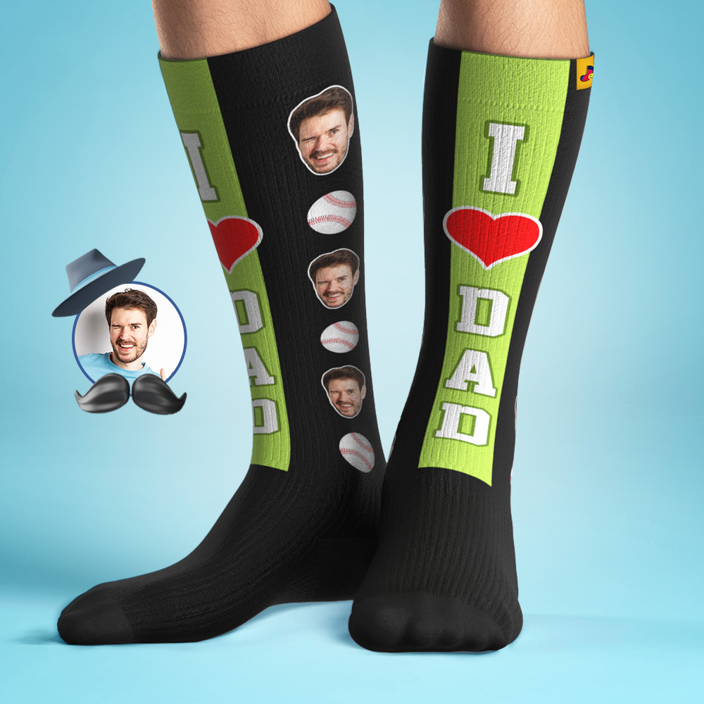 Personalized Father's Day Upgrade Breathable Knee-high Compression Socks Online Preview Add Picture Baseball Gradient Socks Gift - MyFaceSocksAU