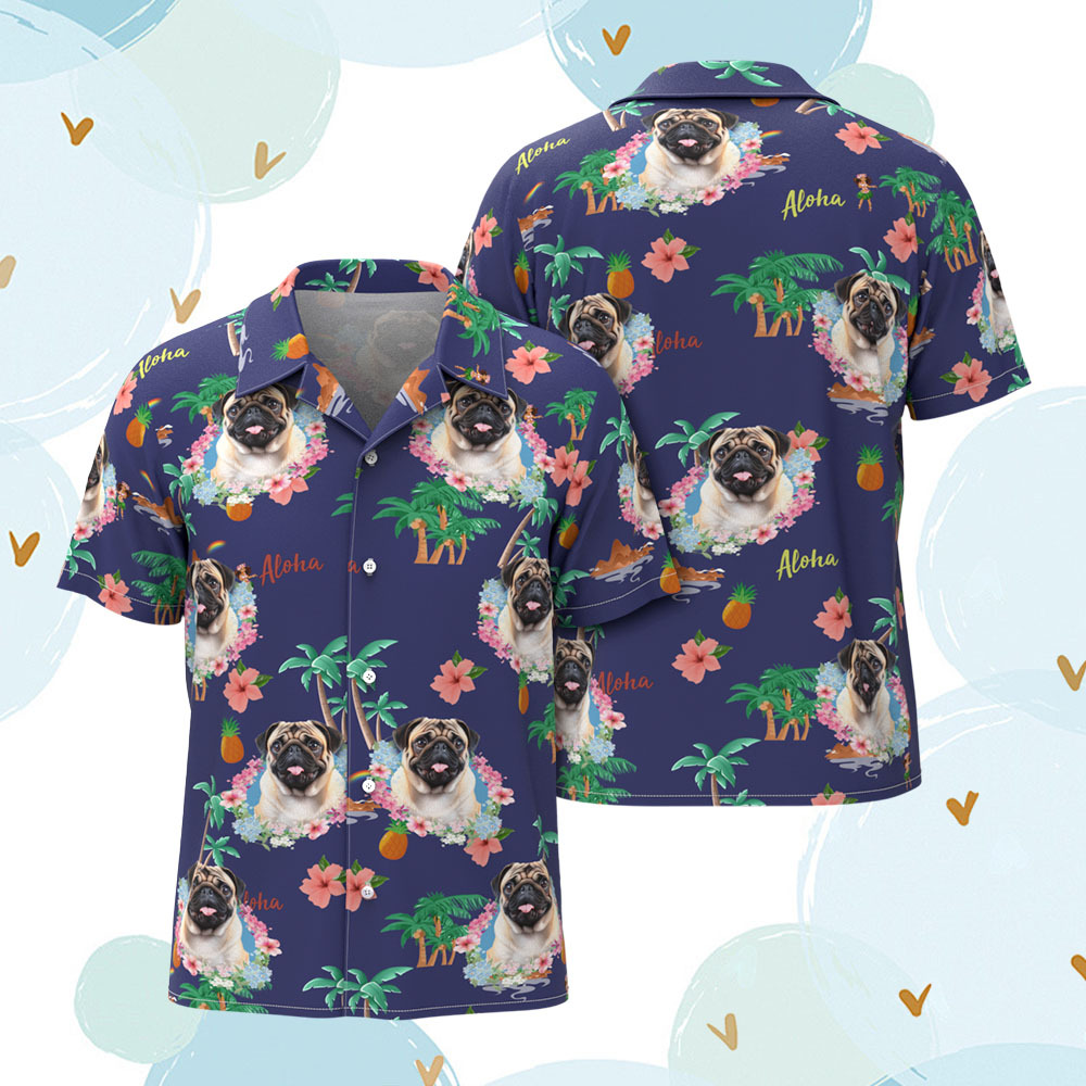 Custom Men Hawaiian Shirts Pet Face Tropical Hawaiian Shirt Gift for Pet Lover - MyFaceSocksAU