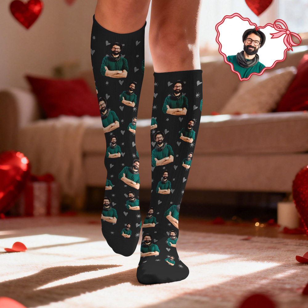 Custom Cute Pet Face Compression Socks Personalized Knee-High Socks with Photo Gift for Pet Lover - MyFaceSocksAU