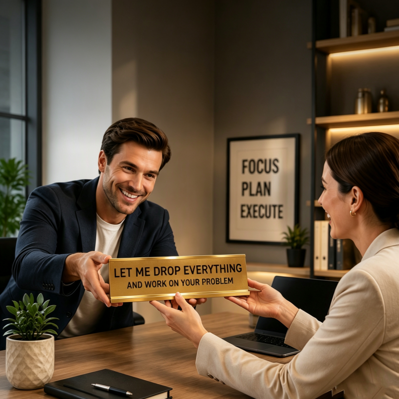 Let Me Drop Everything and Work On Your Problem -funny office decor sign, funny office desk accessory, desk signs for work