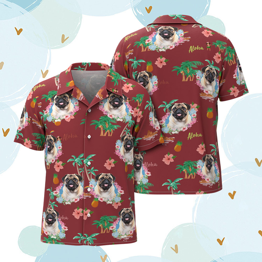 Custom Men Hawaiian Shirts Pet Face Tropical Hawaiian Shirt Gift for Pet Lover - MyFaceSocksAU