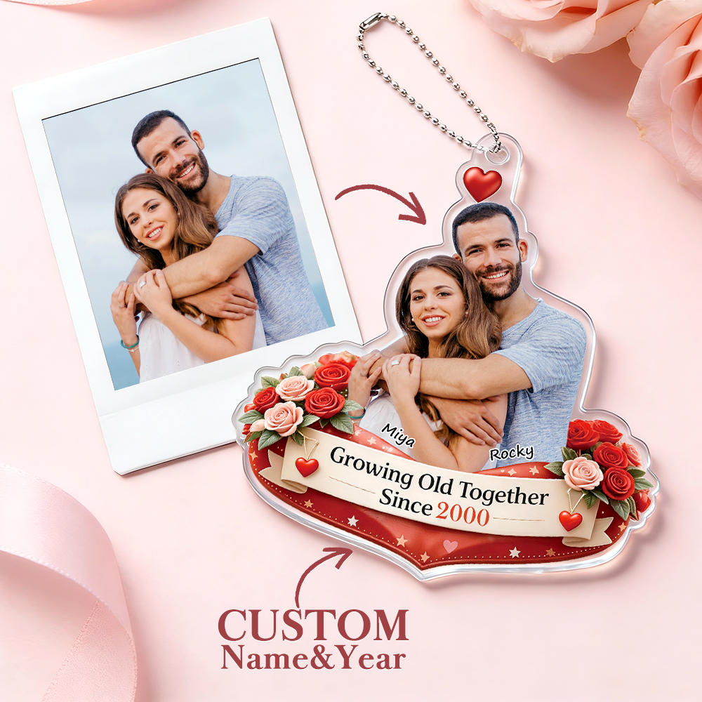 Personalized Acrylic Car Hanger Valentine Gifts for Cute Moment Custom Photo Gift for Boyfriend & Girlfriend Family Lovers - MyFaceSocksAU