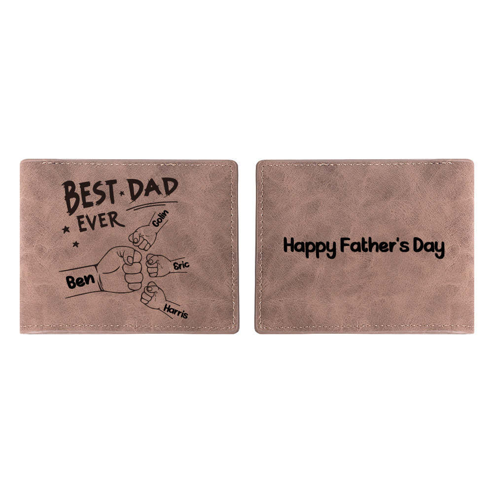 Father's Day Gifts Custom Names Wallet Personalised Fists Bump Men's Bifold Wallet for Him