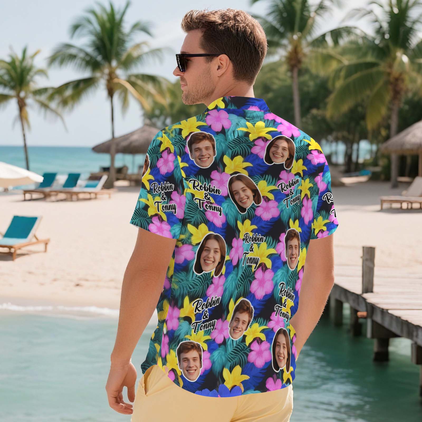 Custom Aloha Men Hawaiian Shirts Face Shirt Lush Tropical Foliage Hawaiian Shirt Gift for Summer Vibe Holiday