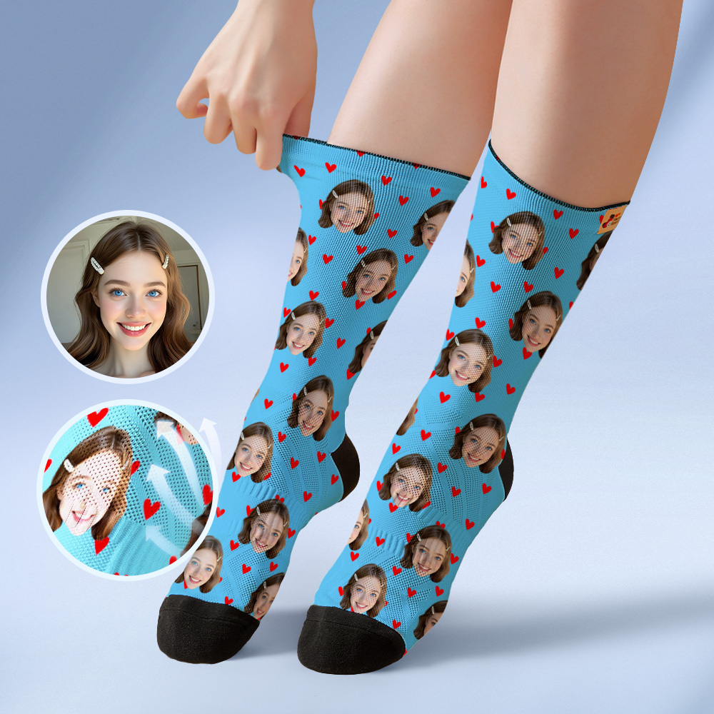 Custom Heart Face Socks Personalized Socks with Faces Photo Funny Gift Photo Couple Family Socks - MyFaceSocksAU