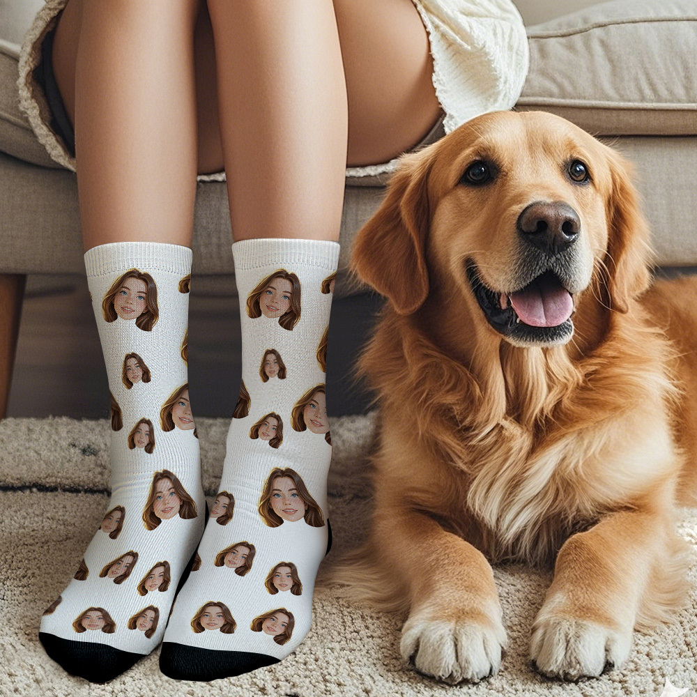 Custom Cartoon Face Socks Photos Gift for Couple Personalized Face Socks Cute Cartoon Gift - MyFaceSocksAU