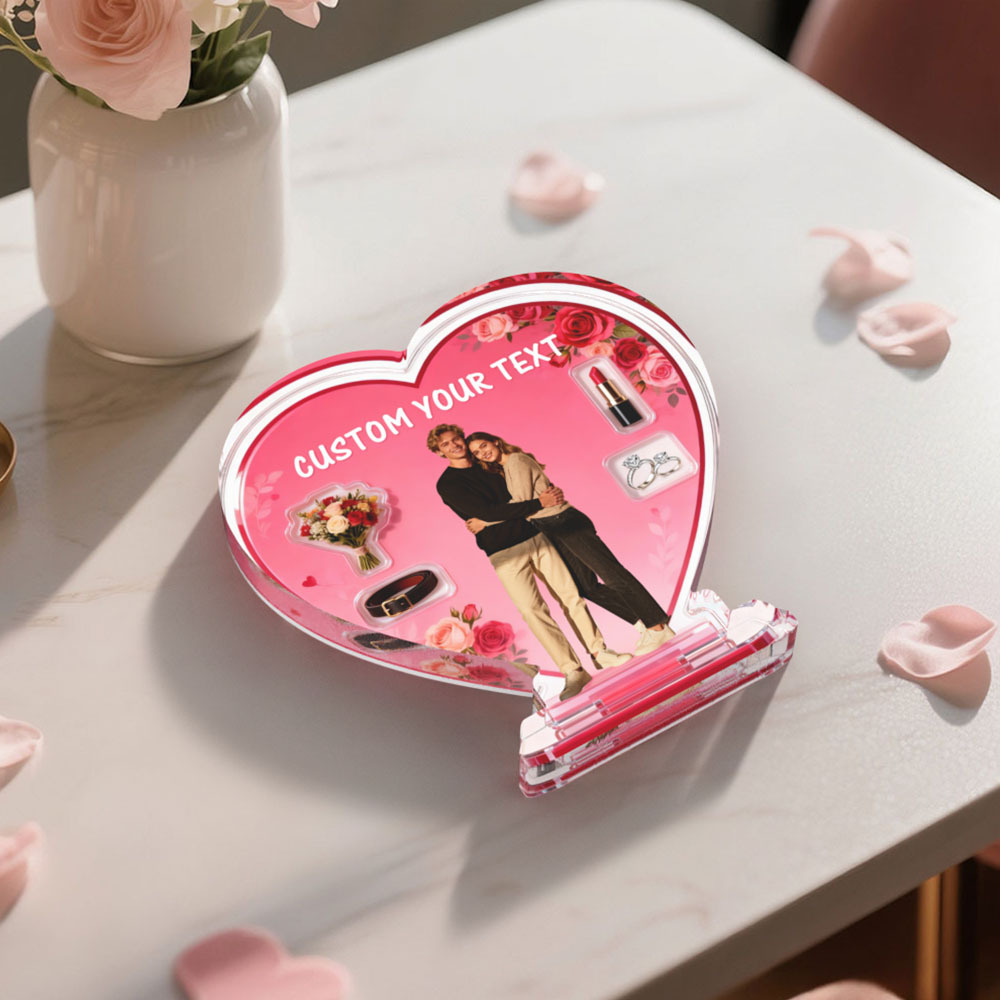 Custom Couple Photo Heart-shaped Ornament Personalized Photo and Text Ornament Anniversary Gift - MyFaceSocksAU