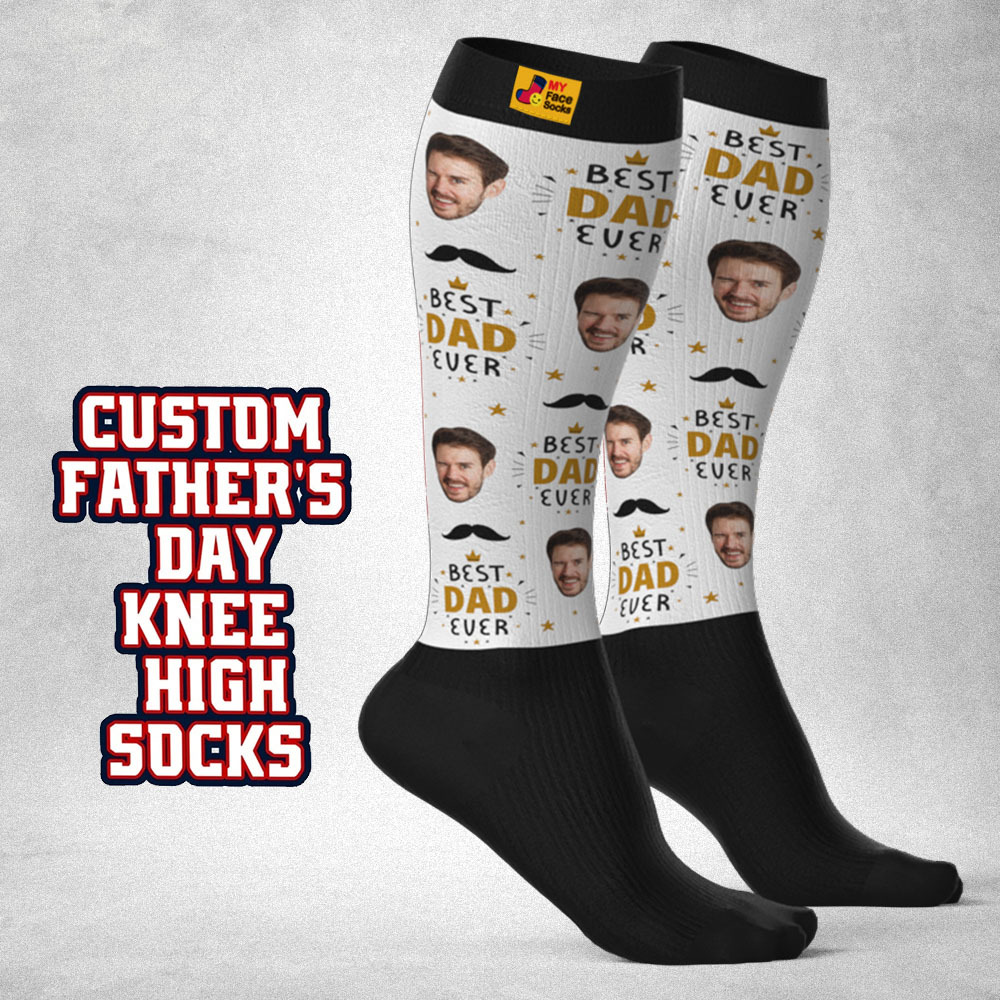 Personalized Father's Day Upgrade Breathable Knee-high Compression Socks Online Preview Add Picture Baseball Gradient Socks Gift - MyFaceSocksAU