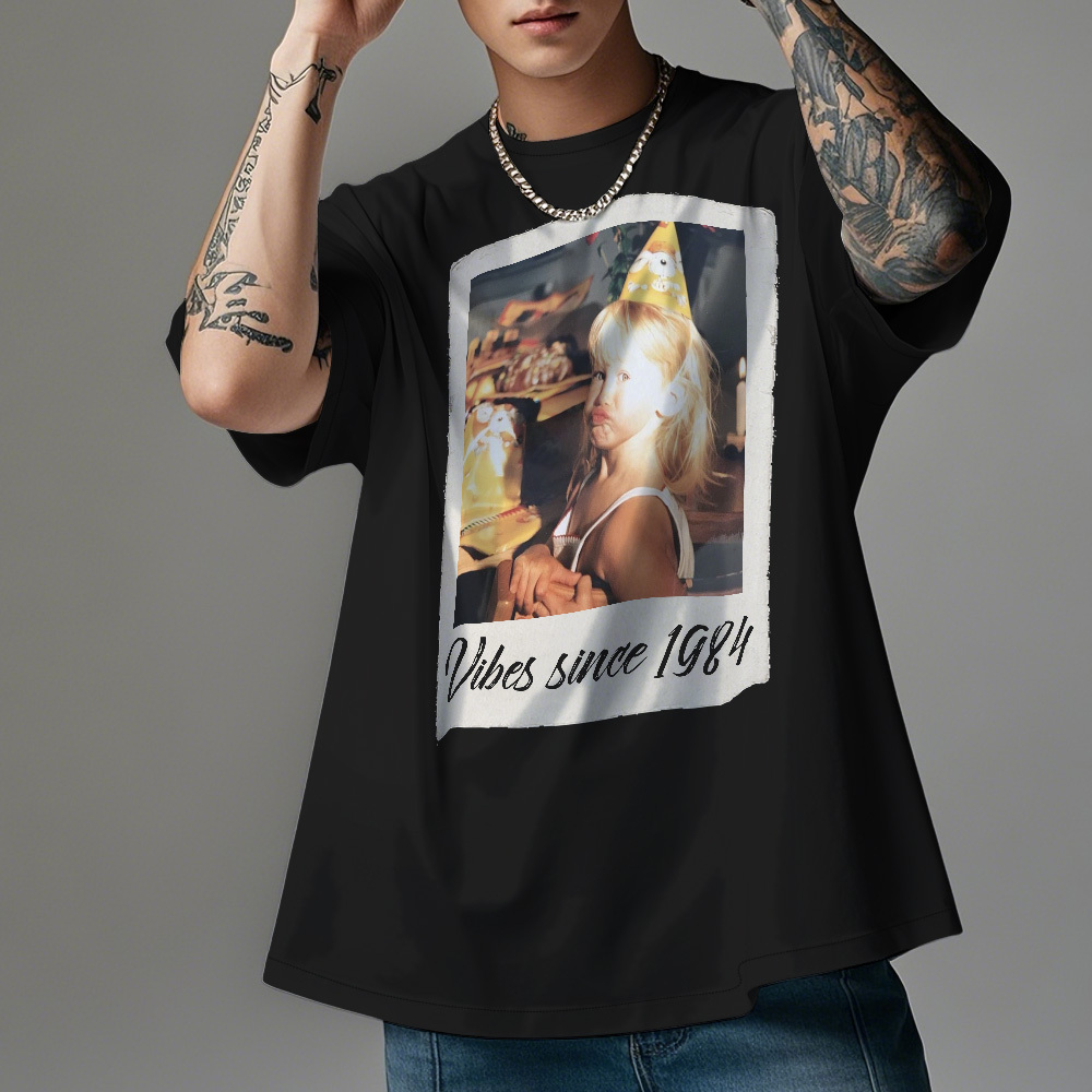 Custom Photo Vintage T-Shirt Birthday Film Style Tshirt Personalized Photo Tshirt Vintage Gift Idea - MyFaceSocksAU