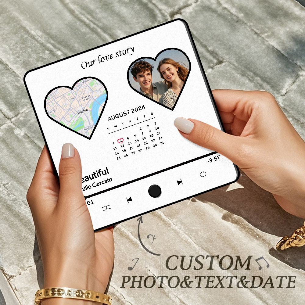 Custom Photo Album Music Fridge Magnet Heart Photo and Date Music Fridge Personalized Phone Music Fridge Magnet Pro - MyFaceSocksAU