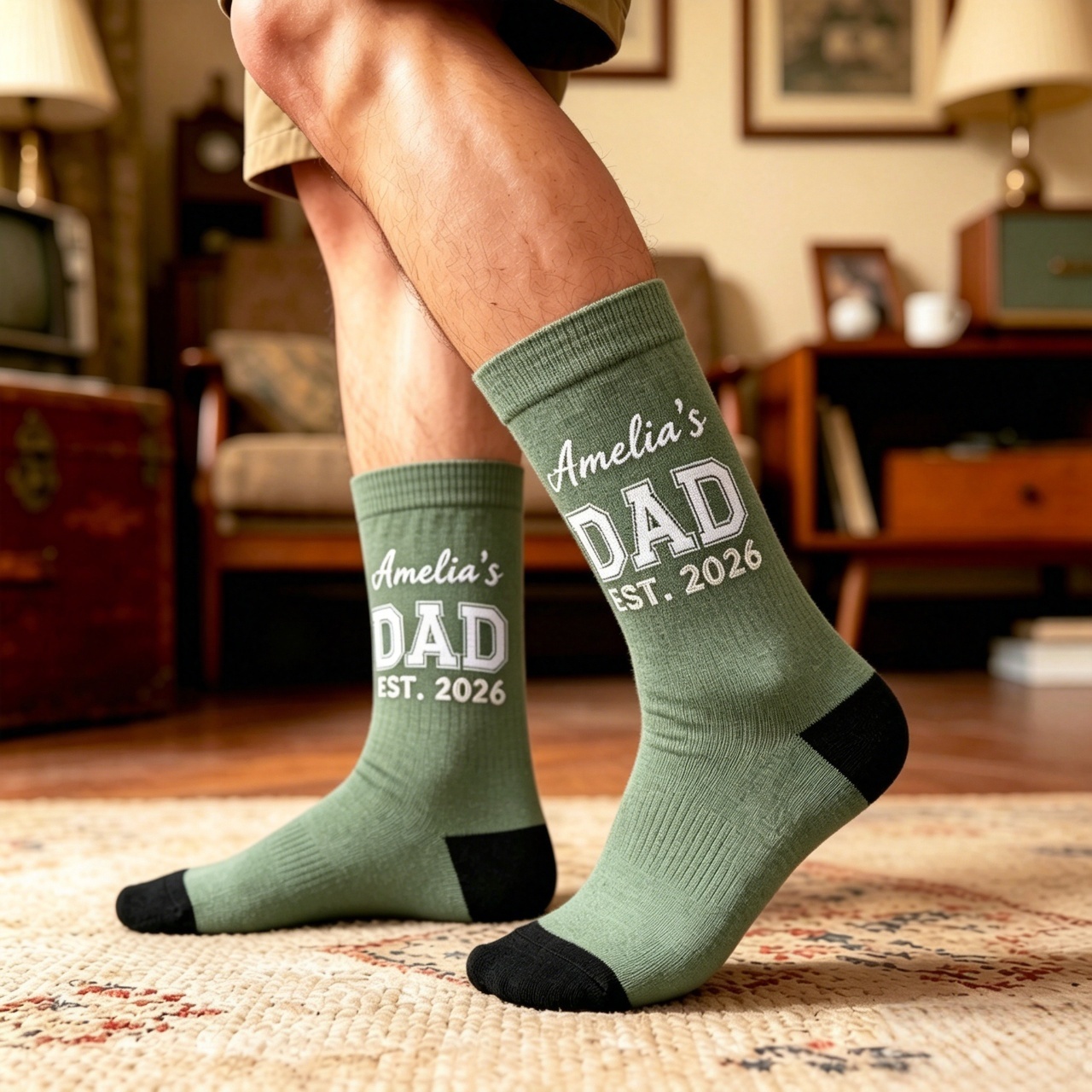 Custom Crew Socks - Personalized Father's Day Gifts For New Dads, New Grandpas - Promoted To Dad - MyFaceSocksAU