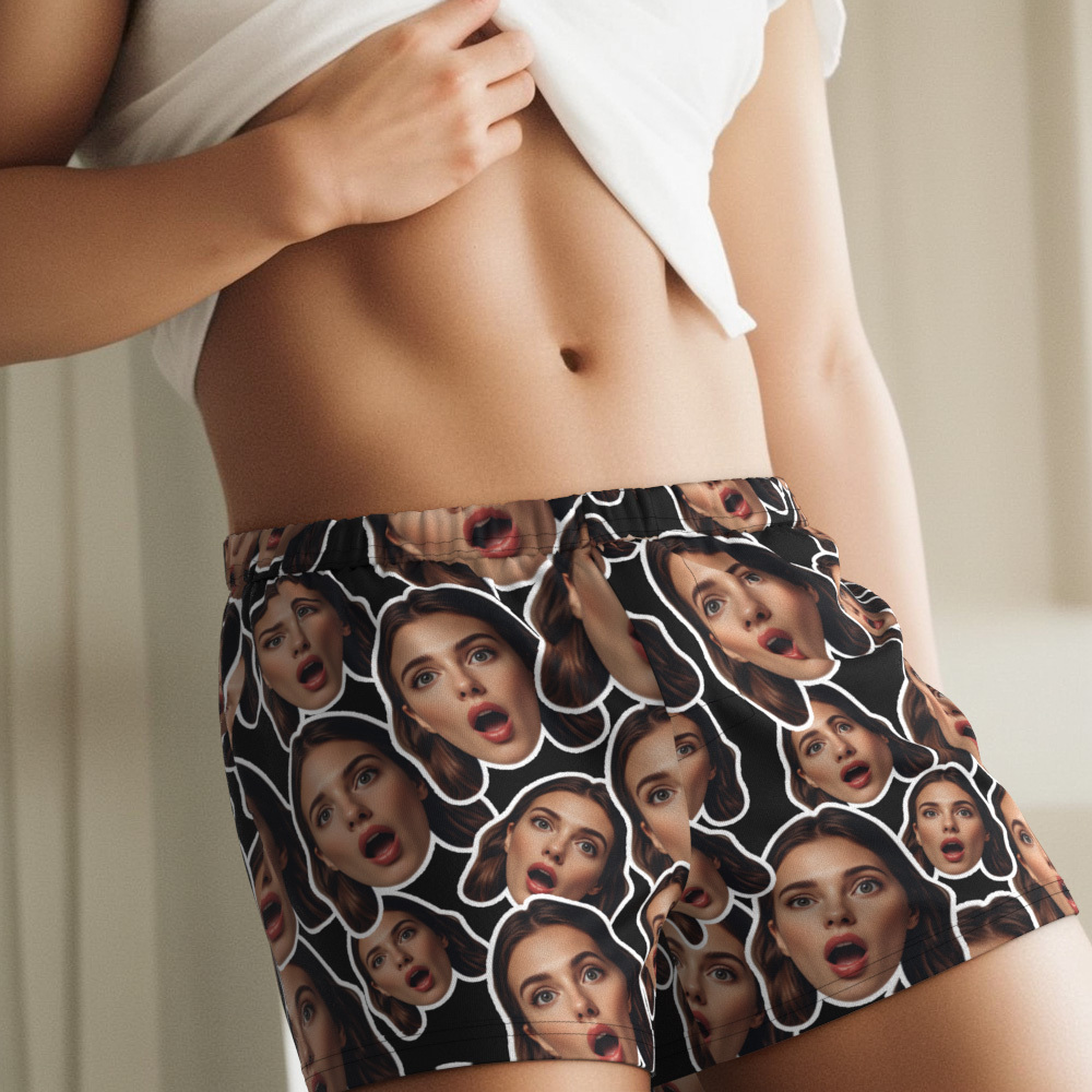 Custom Face Mash Multicolor Boxer Shorts Personalized Waistband Casual Underwear Valentine for Him - MyFaceSocksAU