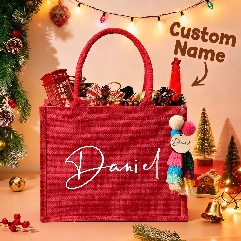 Custom Gift Bag & Charm – Personalized Holiday Gift Bags with Name, Christmas Eve Party Bags, Xmas Gift Sacks for Family & Friends - MyFaceSocksAU