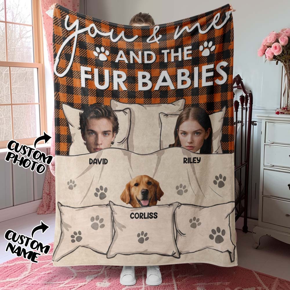 Custom Photo You & Me And The Dogs Cats Fur Babies Personalized Blanket Name And Photo Gift for Family - MyFaceSocksAU