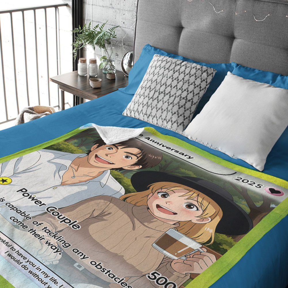 Custom Poke Card Blanket Personalized Game Card Blanket Anniversary Gift - MyFaceSocksAU